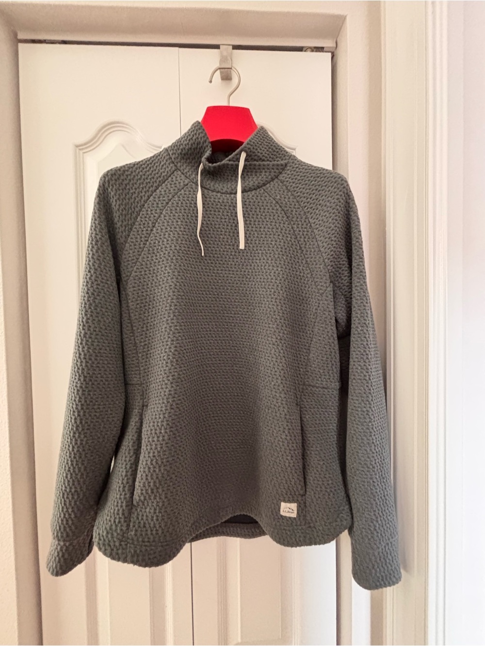 L.L Bean Cozy Mock Neck Waffle Knit Sweater - Gray/Green Women’s Size M